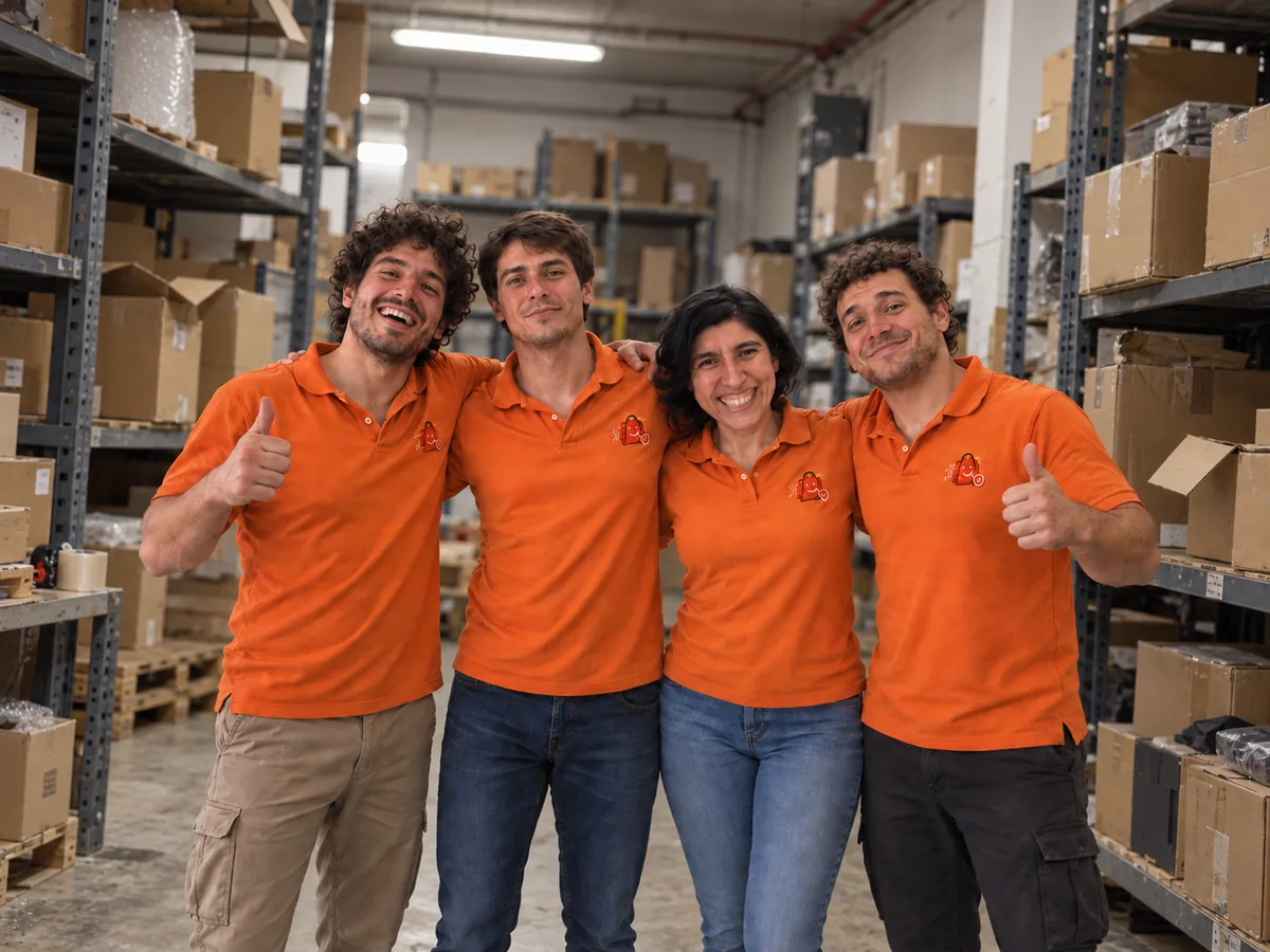 Equipo de Compra Fácil preparando pedidos en el depósito
